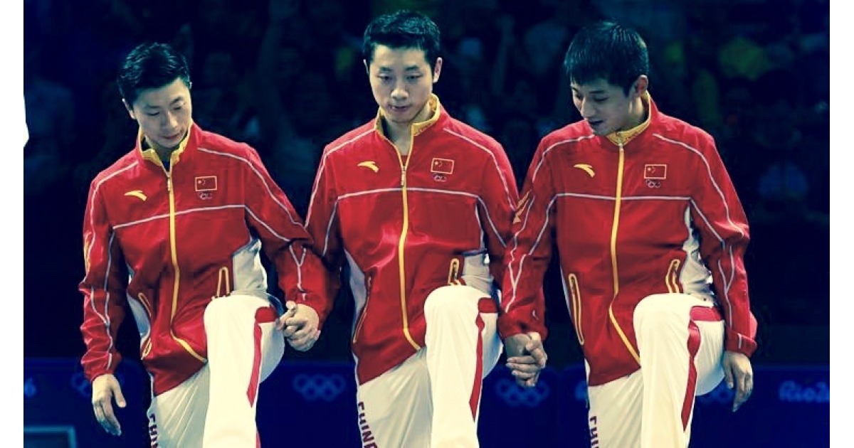 Chinesische Tischtennismannschaft bei den Olympischen Spielen in Rio